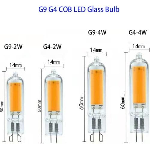 Super Bright G9 G4 LED Bulb 2W 4W 220V Mini COB Glass Lamp No Flicker Dimmable Led Light Replace 20/40W Halogen Lamps Chandelier