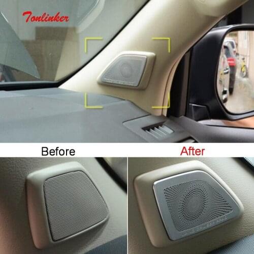 Tonlinker Cover Sticker For PRADO 2010-17 Car Styling 2 Pcs Stainless steel Center Console Tweeter Speaker Cover case Stickers