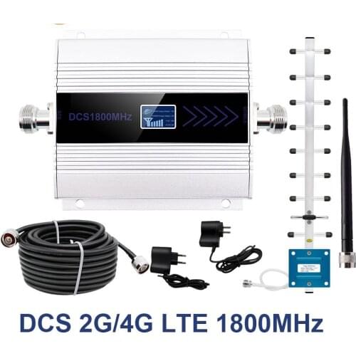DCS1800MHZ 4G LTE Mobile Phone Signal Repeater Cell Phone Signal Booster Amplifier GSM1800 2G with Indoor Outdoor Yagi Antenna