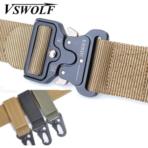 Military Nylon Belt Army Automatic Metal Buckle Thicken Security Tactical Belt Police Canvas Jeans Belt Hunting Accessories