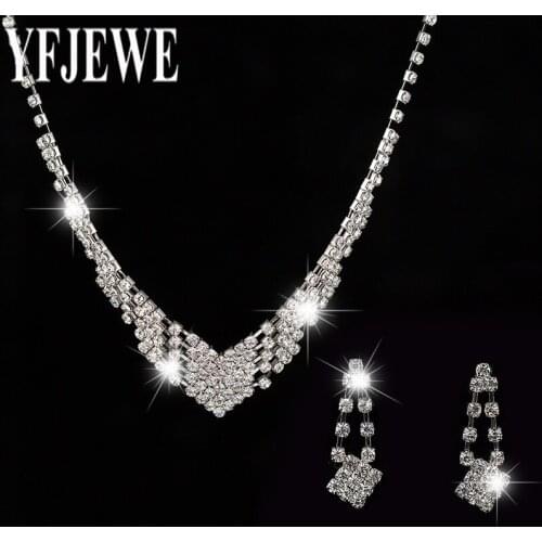 2017 Women New Fashion Jewelry Sets Nechlace And Wedding Bridal sliver plated Earrings Silver Plated Rhinestone For Party N197