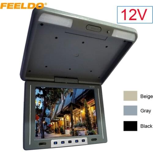 FEELDO DC 12V 12.1" Car Roof Mount TFT LCD Monitor Flip Down Screen Ceiling Roof mount Display uilt-In IR Transmitter #FD-1944