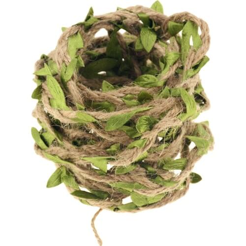 1M Simulation Green Leaves Weaving Hemp Rope DIY Wedding Birthday Wedding Decoration Rattan Gift Bouquet Packaging Rope 5mm