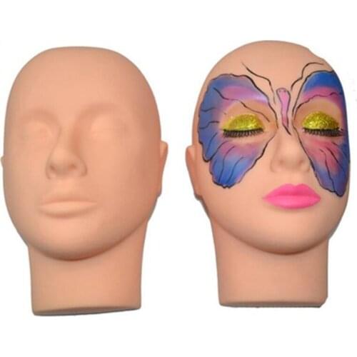 1Pc NEW-Mannequin Flat Head Silicone Practice False Eyelash Extensions Makeup Model Massage Training Hot Sale