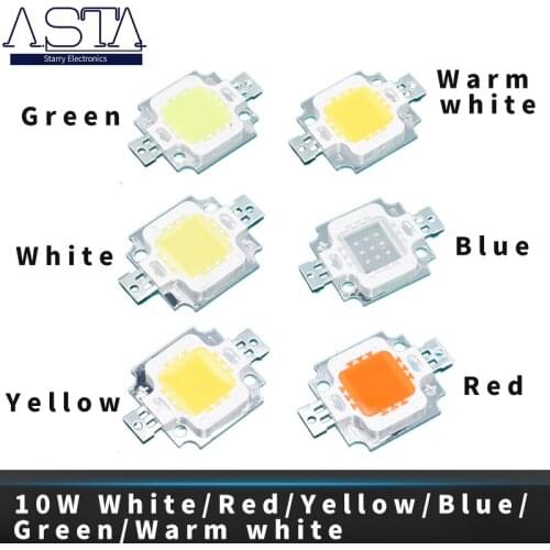 1PCS 10W LED Integrated High power LED Beads 10W White/Blue/Red/Green/Yellow/Warm white/ 600mA 12.0V 800-1000LM 24*40mil