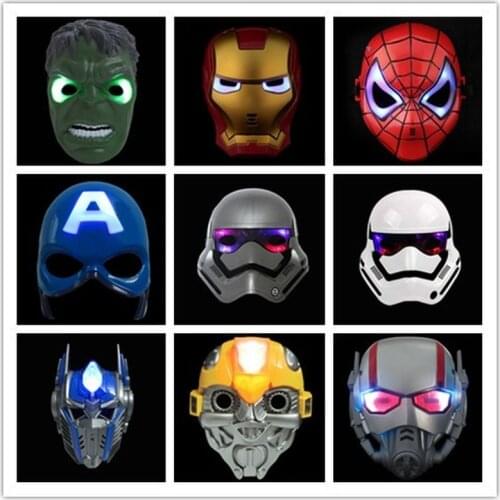 1pc Halloween Party Supplies Glowing LED Mask Hero Cosplay Superhero