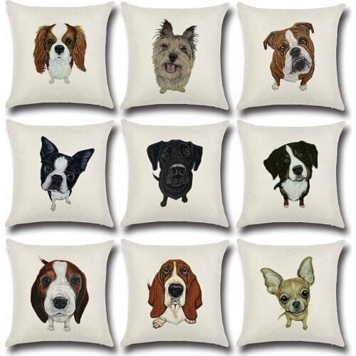 1pc Square Cotton Linen colourful Bull Terrier sketch Bull dog dachshund 3D Cheap Cushion Cover For Home Sofa Pillow Case Cojine