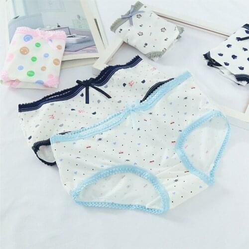 1PC Womens Lovely Printed Underwear Bow Girls Pants Head Cotton Lace Briefs