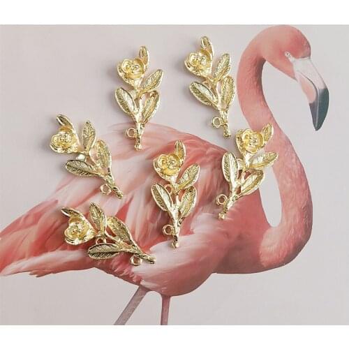 10 pcs/lot New flower leaves branches alloy accessories alloy jewelry twigs earrings decoration small accessories buttons