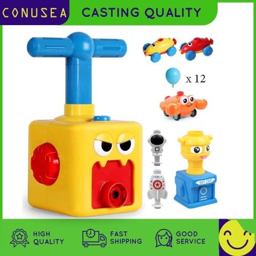12pcs Puzzle Education aerodynamic balloon launcher car toy set Inertia Air Power cars Science Experimen Toys for boy girls kids