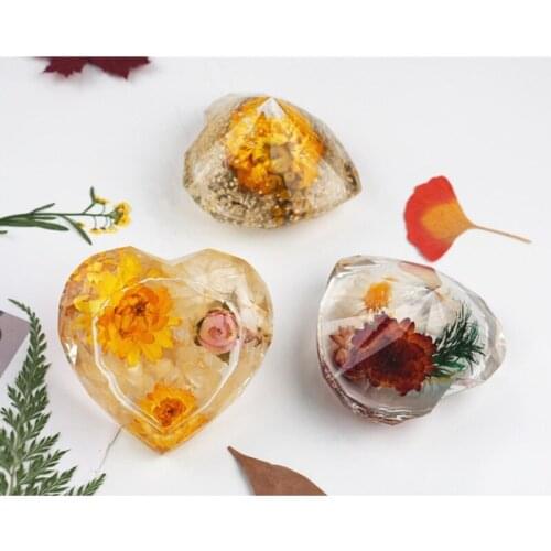 13MC Handmade Large Faceted Heart Resin Mold 3D Diamond Crystals Heart Resin Casting Mold Love Heart Mold Art Crafts Tools