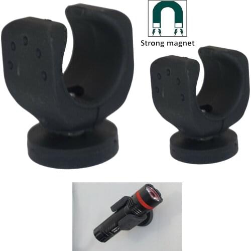 2x Magnetic Mount Holder for Flashlight, Round Base Magnet Fastener with Rubber