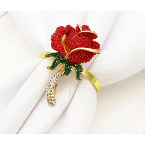 30pcs New Valentines Day Rose Flower Napkin Button Hotel Wedding Party Napkin Ring Cloth Ring
