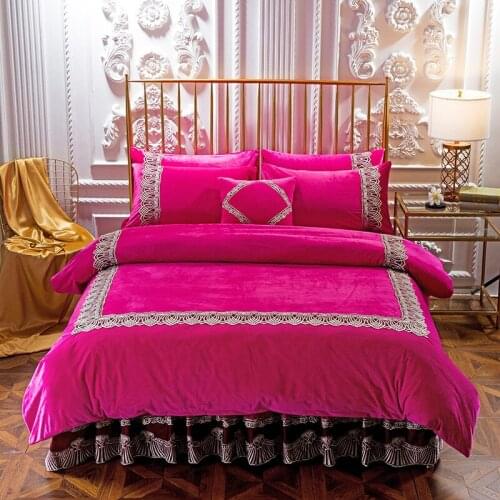 4pcs Quilting Technology Luxury Bedding Set Queen King size Bed set Thick Warm Duvet Cover Set Bedskirt Bed cover set Pillowcase