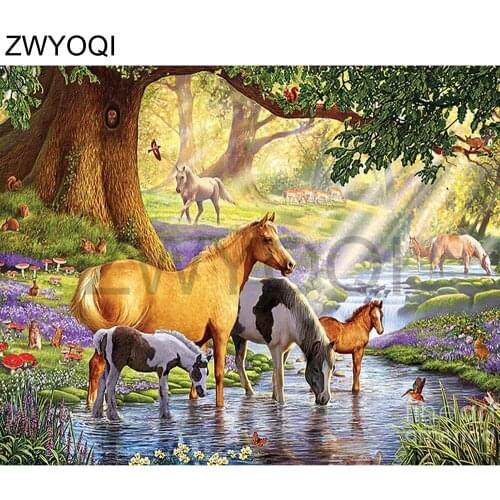 Full Round Diamond mosaic zebra horse Full Square Diamond embroidery Cross stitch zebra forest horse DIY Diamond painting zebra