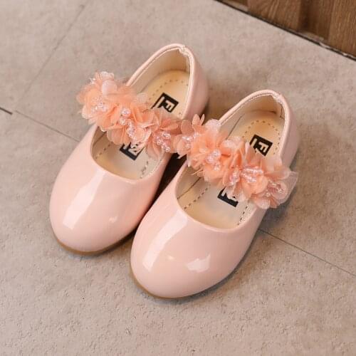 Kids Party Ballerina Shoes Girls Summer Soft Anti-Slip Sneakers Soled Flower Solid Casual Leather Shoes Sneakers Princess Shoes