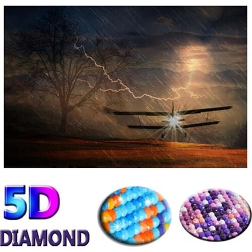 DIY 5D Diamond Mosaic "rainy night" Handmade Diamond Painting Helicopter Cross Stitch Diamond Embroidery Resin diamond Arts