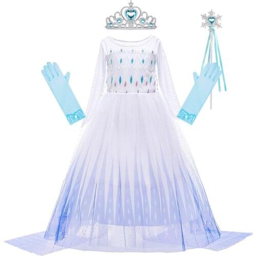 Girls Birthday Party Costume Snow Queen Girl Elsa Dress Kids Dress Up Elsa Cosplay Costume Kids Halloween Carnival Costume 3-10T