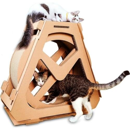 Pets Rotating Ferris Wheel Corrugated Paper for Cats Tree Climbing Litter with Scratch Board Cat Furniture Cats Scratching Posts