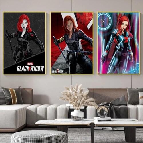 Living Room Home Decor Classic Marvel Superhero Movie Anime Wall Art Canvas Painting Black Widow Wall Picture Movie Poster Print