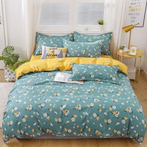 Home Textile Aloe Cotton Four-piece Set Three-piece Bed Sheets Sanded Bedclothes Bed Set Bedroom Set Queen King