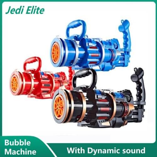 Jedi Elite Bubble Machine Kids Automatic Gatling Bubble Gun Toys 2-in-1 Summer Soap Water Bubble Machine With Dynamic Sound Toys