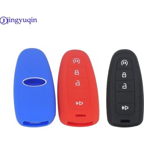 Jingyuqin 4 Buttons Silicone Car Remote Smart Key Cover Case Fit For Ford Edge