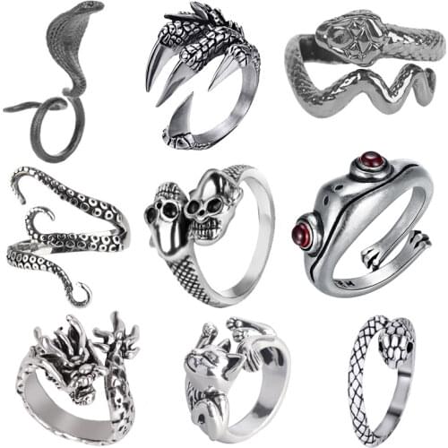 2021 New Retro Dragon Claw Ring Male Women Unisex Adjustable Snake Rings Punk Mens Jewelry Accessories Cool Ring Party Gift