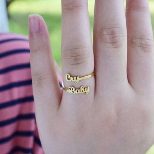 Popular in Europe and the United States, the letter Cry Baby ring female personality simple gift for friends