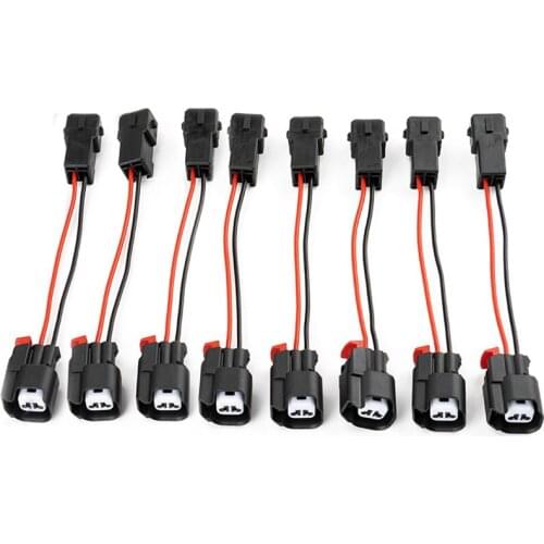 Set of 8PCS - EV1 to EV6 adapter LS1 LS6 LT1 EV1 Engine Wire Harness Cable to LS2 LS3 LS7 EV6 Fuel Injector Nozzle Adapters