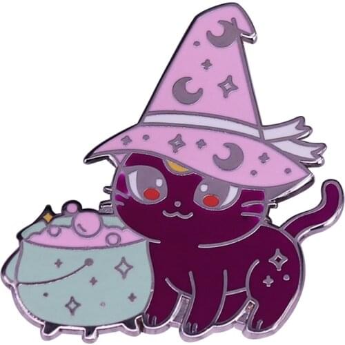 Witchy Cat Cauldron Lapel Pin With a wiggle of her tail and a twitch of her ear, Pinky brought the old broken cauldron to life