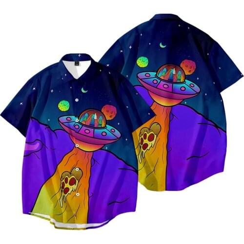 Summer Shirts For Men Casual Beach Hawaiian Short Sleeve Spaceshirt Printed Male Shirts Blouse Tops XXS-6XL