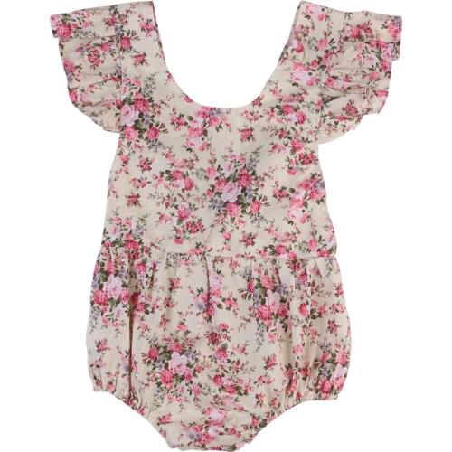 2020 Baby Summer Clothing Newborn Baby Girl Floral Bodysuit Sunsuit Clothes Ruffled Sleeveless Outfits 0-24M