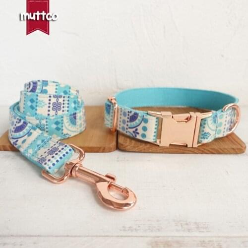 MUTTCO retailing high quality handmade collar for dog fashionable Sapphire THE FOLK BLUE dog collar 5 sizes UDC023M
