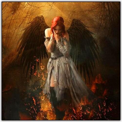 Black Wings Angel 5d DIY Diamond Painting Set Full Drill Square Angel Picture Cross Stitch Kit Diamond Paint Mosaic Needlework