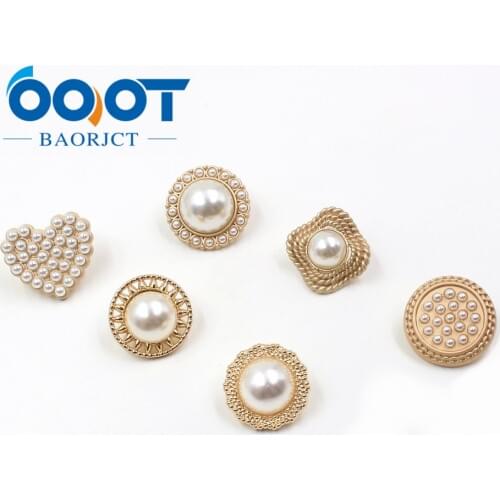 OOOT BAORJCT A-19512-471,10pcs/Lot 22/25mm,High quality Faux Pearl gold Metal Button,clothing accessories DIY materials