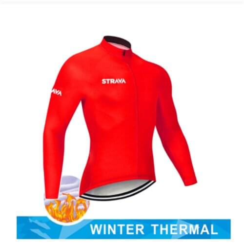 STRAVA Professional MTB Mountain Bike Team Cycling Wear Jersey, Bike Winter Long Sleeves Zipper Heat Transfer Cycling Jerseys