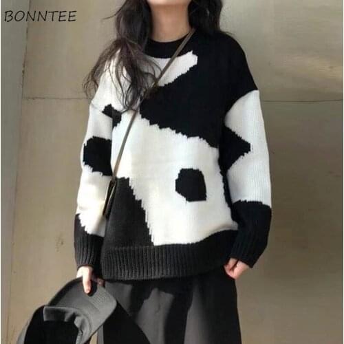 Pullovers Women Sweaters O-neck Long Sleeve Loose All-match Design Soft Korean Style Fashion Streetwear Y2k New Patchwork Hot