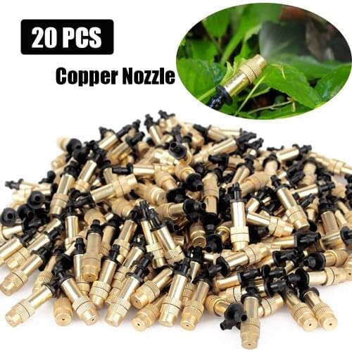 20 Pcs Adjustable Copper Spray Nozzle Atomization Irrigation Sprinklers Watering Drippers Sprinklers Emitter Drip System