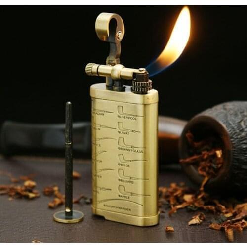 Retro Copper Mens Cigarette Lighter,Vintage Lighters For Smoking Pipe Tobacco Weed Cigar With Tamper Pokers Tool Smoking JF003