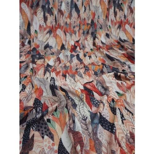 Twill cotton Bohemian leaves Satin silk fabric Satin de soie Satén шелк hanfu cloth DIY patchworkbag