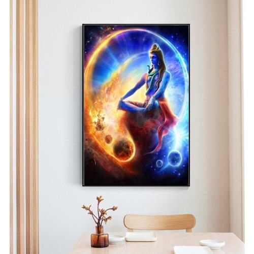 Modern Hinduism Lord Shiva Art Canvas Paintings Hindu Gods Wall Posters and Prints Cuadros Art Wall Pictures Home Decoration