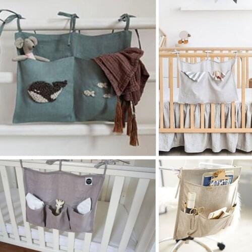 Baby Bed Organizer Hanging Linen Baby Diaper Bag Portable Baby Care Essentials Storage Bag Baby Organizer For Crib