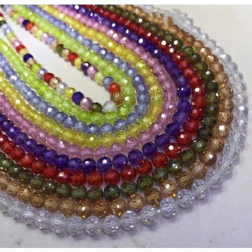 LOOSE BEADS zircon ROUND FACERED QUARTZ 6mm wholesale for DIY jewelry necklace 36cm