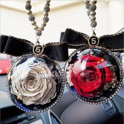 High end gift creative gift handmade ture flowers DIY fashion colorful eternal roses flowers car pendant
