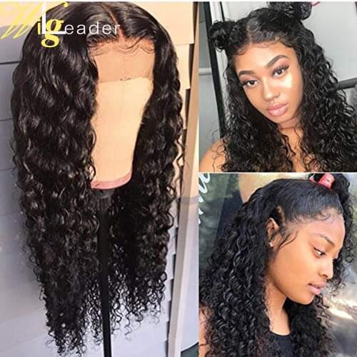 Wigleader Deep Curly Human Hair Preplucked Lace Front Wigs Middle Parting 150% Glueless Lace Frontal Wigs 13x6 Wig Swiss Lace