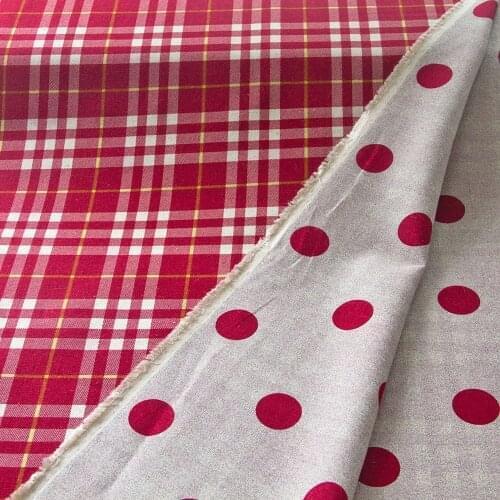 Half-Meter Japanese Cotton Linen Fabric Canvas Double-Sided Fabric Patchwork Fabric Checks pattern A