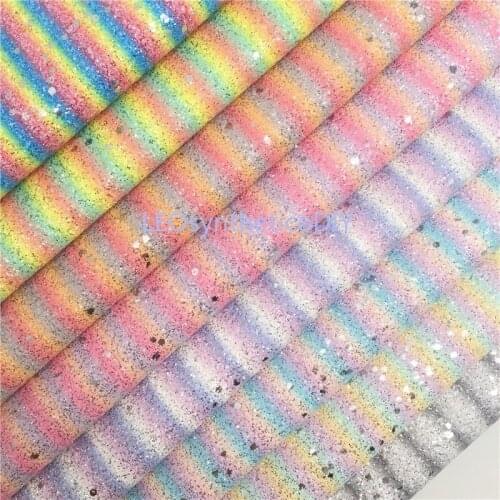 1PC 21X29CM Glitter Fabirc, Chunky Glitter Leather, Stripes Glitter Leather Sheets For Making Bows LEOsyntheticoDIY T368A