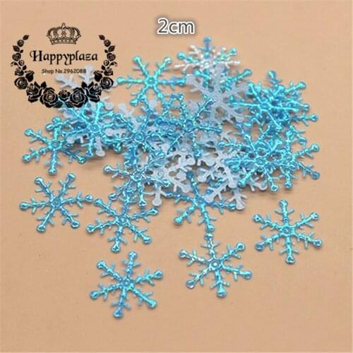100pcs 2cm Non-woven Blue Shiny AB Snowflake Appliques Wedding /Christmas decoration /craft DIY