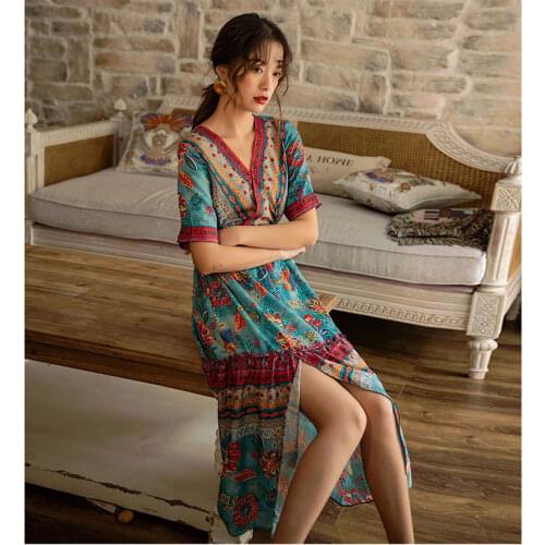 2020 Sanya Bali Beach Holiday Travel Shows Thin Bohemian Dress